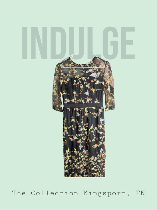 Dresses & Skirts - Sheer Black Floral Midi Dress